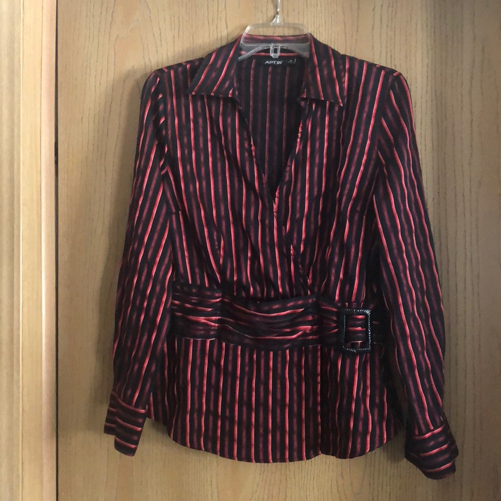 Apt 9 Med Women’s Red/Black Striped Blouse